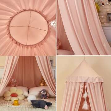 dix-rainbow Princess Decor Canopy for Kids Bed, Soft and Durable Bed Canopy for Girls Room Tent Cano...