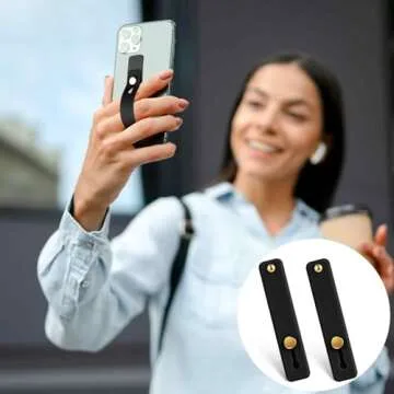 2 Pcs Phone Loop Finger Holder Universal Phone Strap Portable Phone Grip Phone Finger Strap Loop for Phone Case Phone Holder for Hand Phone Grips for Back of Phone Suitable Most Mobile Phones(Black)