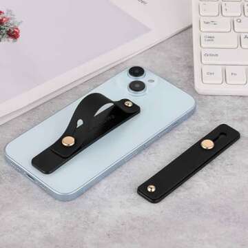 2 Pcs Phone Loop Finger Holder Universal Phone Strap Portable Phone Grip Phone Finger Strap Loop for Phone Case Phone Holder for Hand Phone Grips for Back of Phone Suitable Most Mobile Phones(Black)