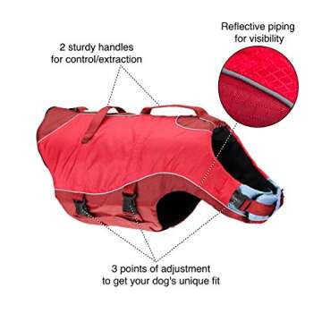 Kurgo Surf n’ Turf Dog Life Jacket - Flotation Life Vest for Swimming and Boating - Dog Lifejacket...