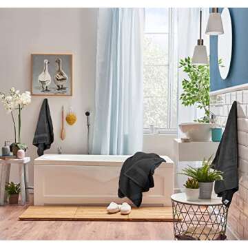 Utopia Towels 8-Piece Premium Towel Set, 2 Bath Towels, 2 Hand Towels, and 4 Wash Cloths, 600 GSM 100% Ring Spun Cotton Highly Absorbent Towels for Bathroom, Gym, Hotel, and Spa (Black)
