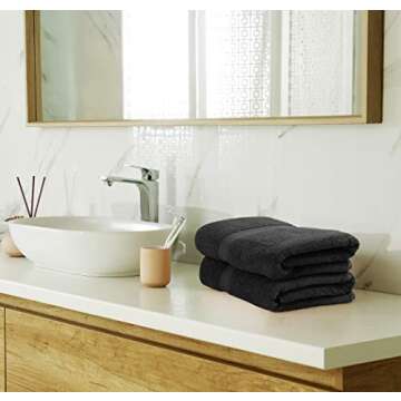 Utopia Towels 8-Piece Premium Towel Set, 2 Bath Towels, 2 Hand Towels, and 4 Wash Cloths, 600 GSM 100% Ring Spun Cotton Highly Absorbent Towels for Bathroom, Gym, Hotel, and Spa (Black)