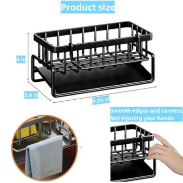 VILCEN Sponge Holder for Kitchen Sink, Kitchen Sink Caddy Rustproof 304 Stainless Steel Dish Sponge Organizer with Detachable Dishcloth Rack Bathroom Organizer Dish Soap Dispenser Brush Holder Storage