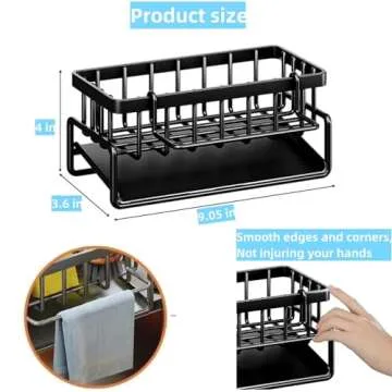 VILCEN Sponge Holder for Kitchen Sink, Kitchen Sink Caddy Rustproof 304 Stainless Steel Dish Sponge Organizer with Detachable Dishcloth Rack Bathroom Organizer Dish Soap Dispenser Brush Holder Storage