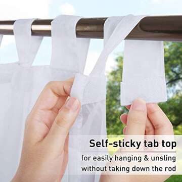 RYB HOME Outdoor Curtain for Patio, Detachable Sticky Tab Top for Easy Hanging & Unsling, Waterproof...