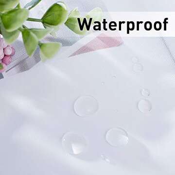 RYB HOME Outdoor Curtain for Patio, Detachable Sticky Tab Top for Easy Hanging & Unsling, Waterproof Outside Porch White Sheer Drape Indoor Outdoor Deck, 1 Curtain Rope, W 54 x L 84 inch Long