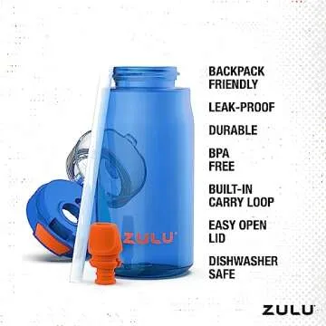 Durable ZULU Kids Flex 16oz Water Bottle for School and Sports