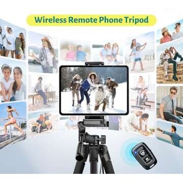 JOILCAN Phone Tripod, 67" Camera Tripod Stand for iPhone iPad, Professional Aluminum Tripod with Wireless Remote Carry Bag, Travel Tripod for Cellphone Photo Video Recording Vlog