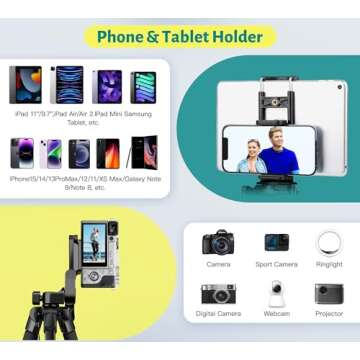 JOILCAN Phone Tripod, 67" Camera Tripod Stand for iPhone iPad, Professional Aluminum Tripod with Wireless Remote Carry Bag, Travel Tripod for Cellphone Photo Video Recording Vlog