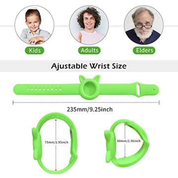 [2 Pack] Air Tag Wristbands + Silicone Cases Holder for Airtags 2021 Tracker, Airtag Watch Band for Kids Elders and Protective Waterproof Cover with Keychain for pet, Blue Green Sleeves Glow in Dark