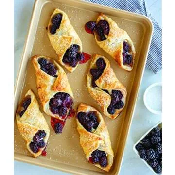 Nordic Ware Aluminum Nonstick, 15.125 x 10.625 44850 Naturals Non-Stick Jelly Roll Baking Sheet Rustproof Aluminium Tray, Gold