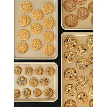 Nordic Ware Aluminum Nonstick, 15.125 x 10.625 44850 Naturals Non-Stick Jelly Roll Baking Sheet Rustproof Aluminium Tray, Gold
