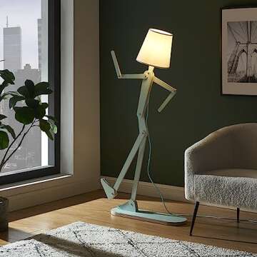 HROOME Unique Mini Wood Floor Lamp for Living Room Bedroom Office Farmhouse - Cute Corner Decorative...