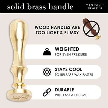 Minimale Collective Luxury Wax Seal Stamp Kit - Elegant Sealing Kit with Brass Handle, Wax Beads, an...