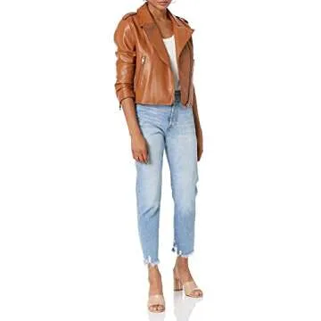 Stylish Plus Size Faux Leather Moto Jacket for Women