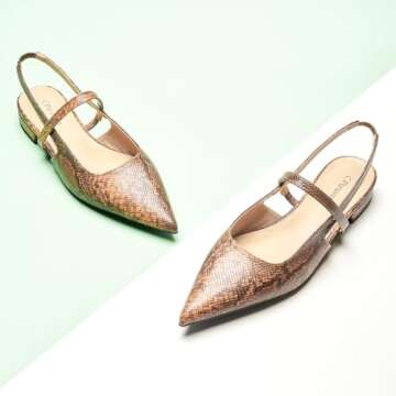 C.Paravano Snake-Print Women's Slingback Flats - Stylish Comfort for Every Occasion