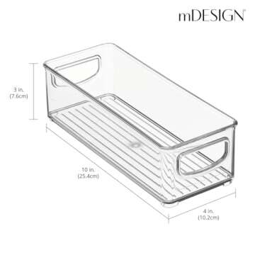 mDesign Small Plastic Storage Bins with Handles for All Spaces
