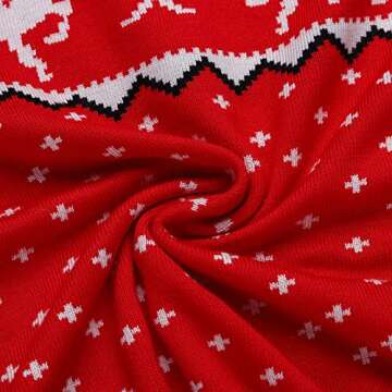 LYHNMW Women's Ugly Christmas Sweaters Snowflake Reindeer Long Sleeve Holiday Knit Xmas Sweater Pullover Tops Red
