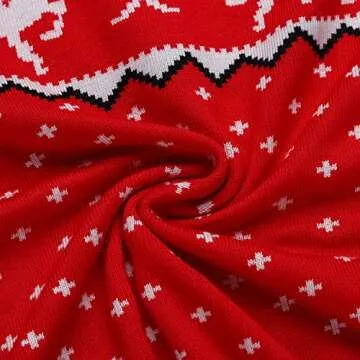 LYHNMW Women's Ugly Christmas Sweaters Snowflake Reindeer Long Sleeve Holiday Knit Xmas Sweater Pullover Tops Red