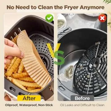 Air Fryer Paper Liners - 100PCS Non-Stick & Oil Resistant