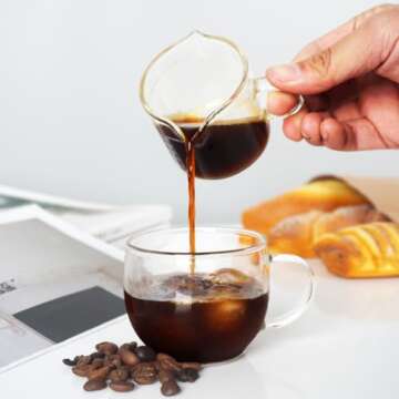 2 Pack Double Spouts Measuring Triple Pitcher Milk Cup 75ML Espresso Shot Glasses Parts Clear Glass