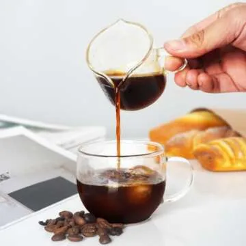 2 Pack Double Spouts Measuring Triple Pitcher Milk Cup 75ML Espresso Shot Glasses Parts Clear Glass