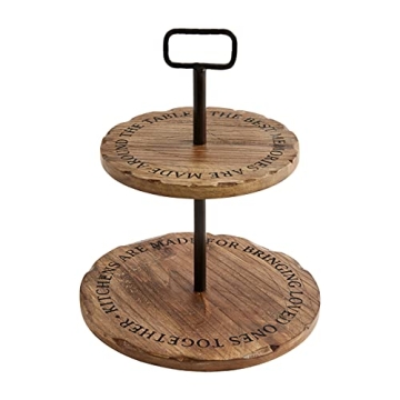 Mud Pie Two-Tier Mango Wood Server for Entertaining