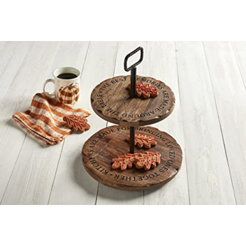 Mud Pie Two-Tier Mango Wood Server for Entertaining