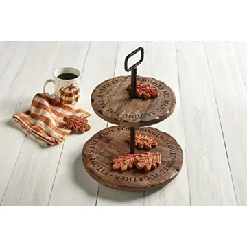 Mud Pie Two-Tier Mango Wood Server for Entertaining