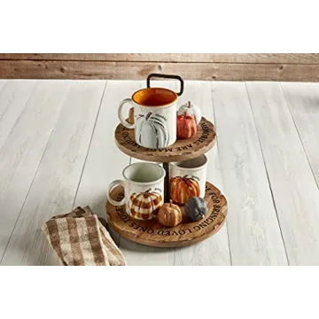 Mud Pie Two-Tier Mango Wood Server for Entertaining