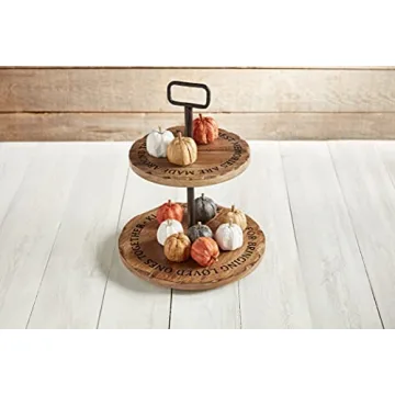 Mud Pie Two-Tier Mango Wood Server for Entertaining