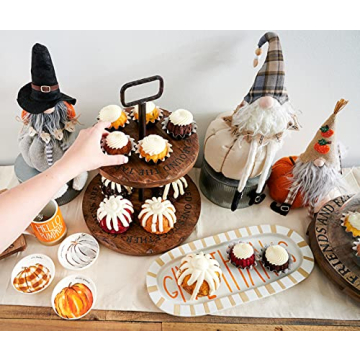 Mud Pie Two-Tier Mango Wood Server for Entertaining