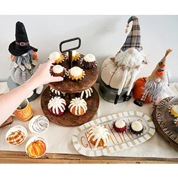 Mud Pie Two-Tier Mango Wood Server for Entertaining