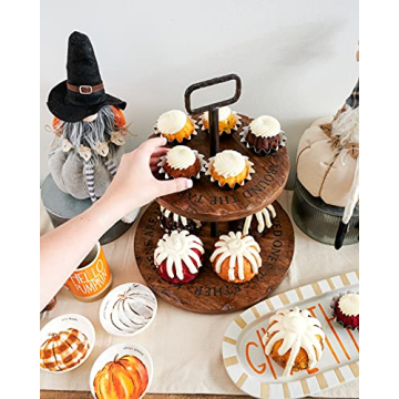 Mud Pie Two-Tier Mango Wood Server for Entertaining