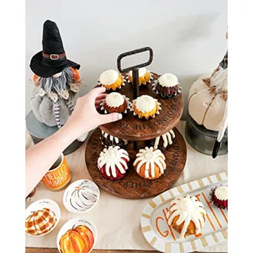 Mud Pie Two-Tier Mango Wood Server for Entertaining