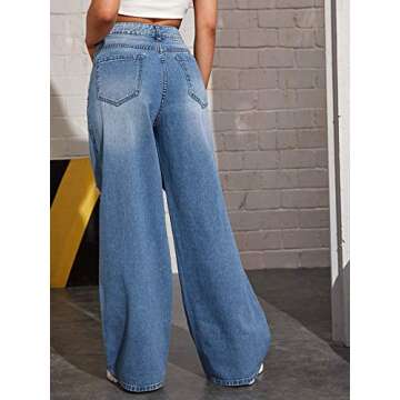 Stylish High Waist Distressed Baggy Denim Jeans for Women