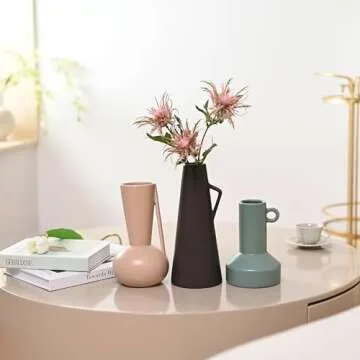 TERESA'S COLLECTIONS Morandi Modern Ceramic Vases for Home Decor Minimalist,Farmhouse Boho Vase for ...