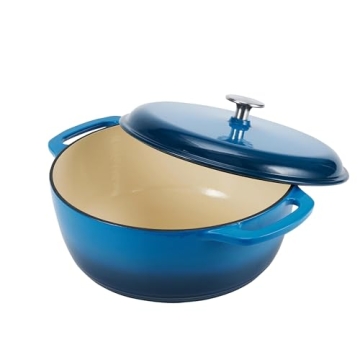 Amazon Basics 6-Quart Enameled Cast Iron Dutch Oven Blue