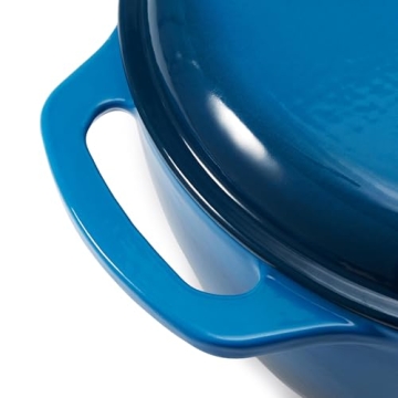 Amazon Basics 6-Quart Enameled Cast Iron Dutch Oven Blue