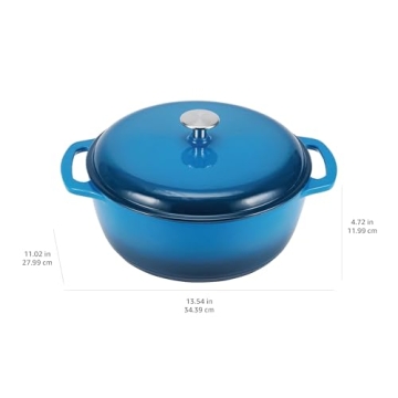 Amazon Basics 6-Quart Enameled Cast Iron Dutch Oven Blue