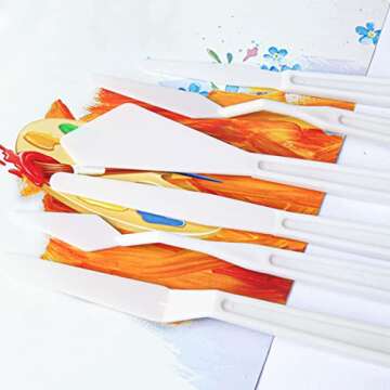 Daycount 6Pcs Plastic Spatula Palette Knife Painting Mixing Scraper Set Spatula Knives for Artist Oil Painting Tools Painting