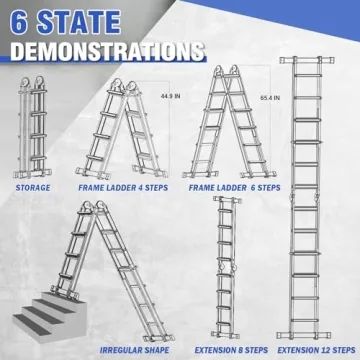 HBTower 14 Ft Multi-Position Ladder, Safe & Versatile
