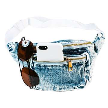 Funny Guy Mugs Retro Denim Acid Wash Fanny Pack