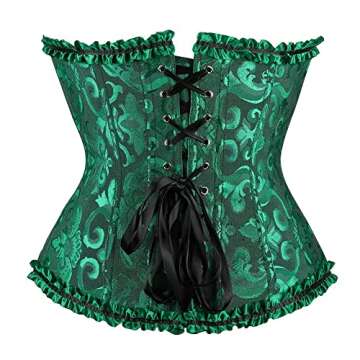 Jutrisujo Corset Top for Women Bustier Lingerie Lace Up Boned Renaissance Vintage Plus Size Halloween Green S