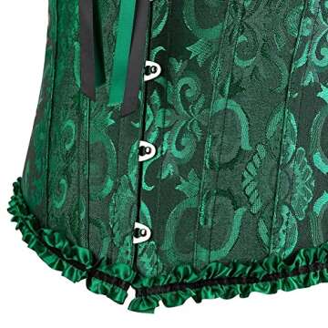 Jutrisujo Corset Top for Women Bustier Lingerie Lace Up Boned Renaissance Vintage Plus Size Halloween Green S