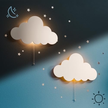 Tip Perk 2 Pack Cloud Light - Floating Cloud Wall Lamp for Nursery | Cute Floating Cloud Lamp for Ki...