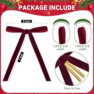 Ruibinlee 26 Pcs Velvet Christmas Bow Set