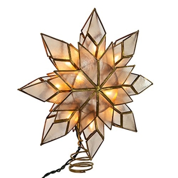 Kurt Adler Clear Capiz Star Tree Topper with Lights