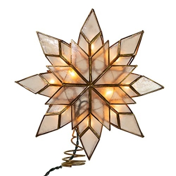 Kurt Adler Clear Capiz Star Tree Topper with Lights