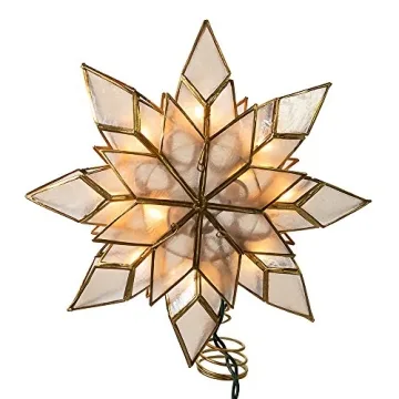 Kurt Adler Clear Capiz Star Tree Topper with Lights